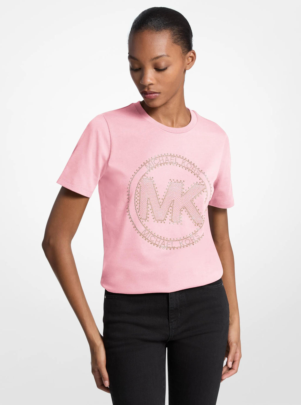 Studded Logo Charm Organic Cotton Jersey T-Shirt
