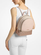 Rhea Medium Metallic Signature Logo Backpack