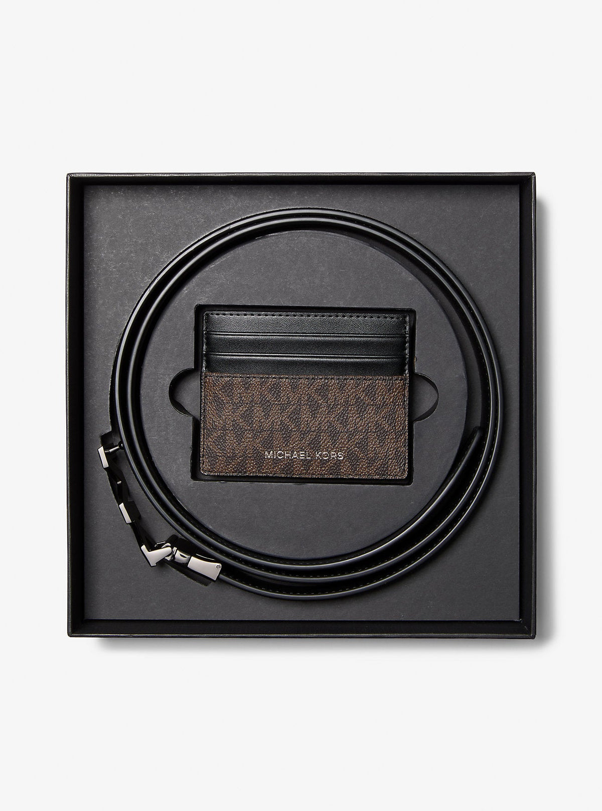 Signature Logo Card Case and Belt Gift Set