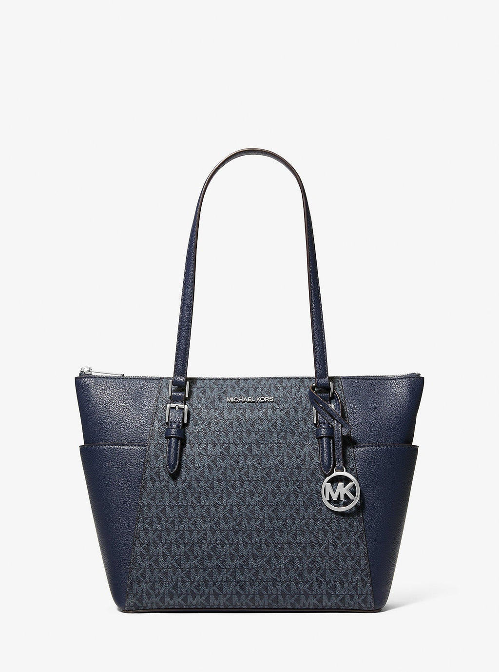 Charlotte Large Logo and Leather Top-Zip Tote Bag