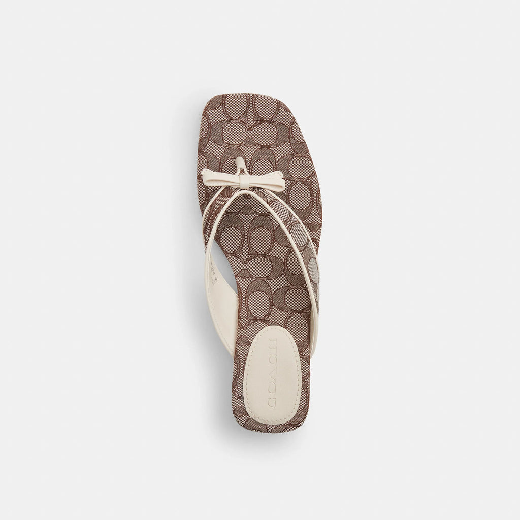 Coach Outlet Bow Thong Kitten Heel In Signature Jacquard