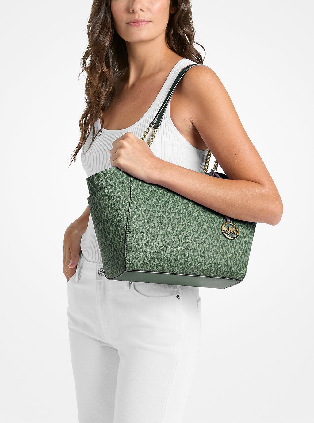 Jet Set Large Signature Logo Shoulder Bag