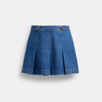 Coach Outlet Denim Pleated Skirt