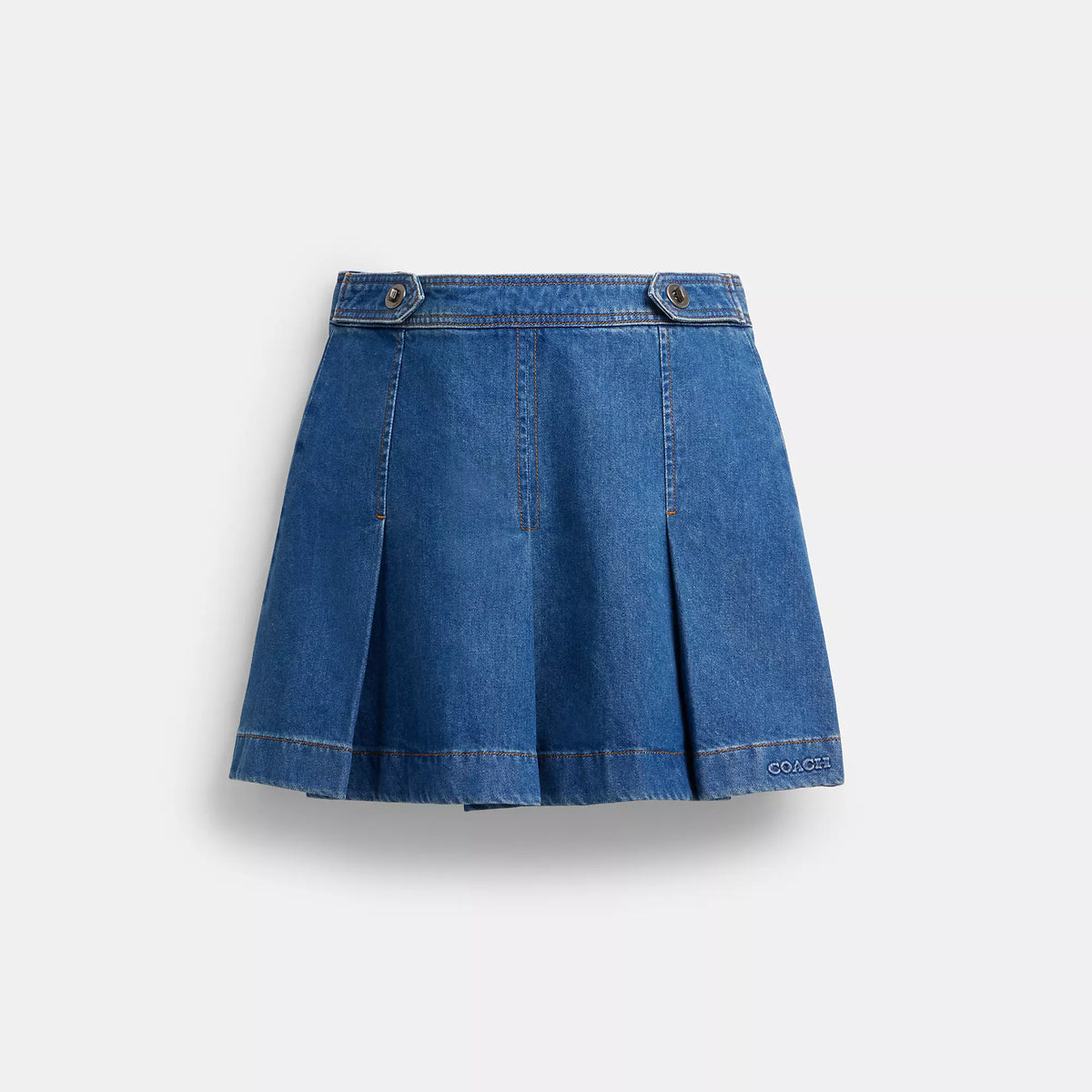 Coach Outlet Denim Pleated Skirt