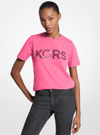 Sequined Logo Cotton T-Shirt