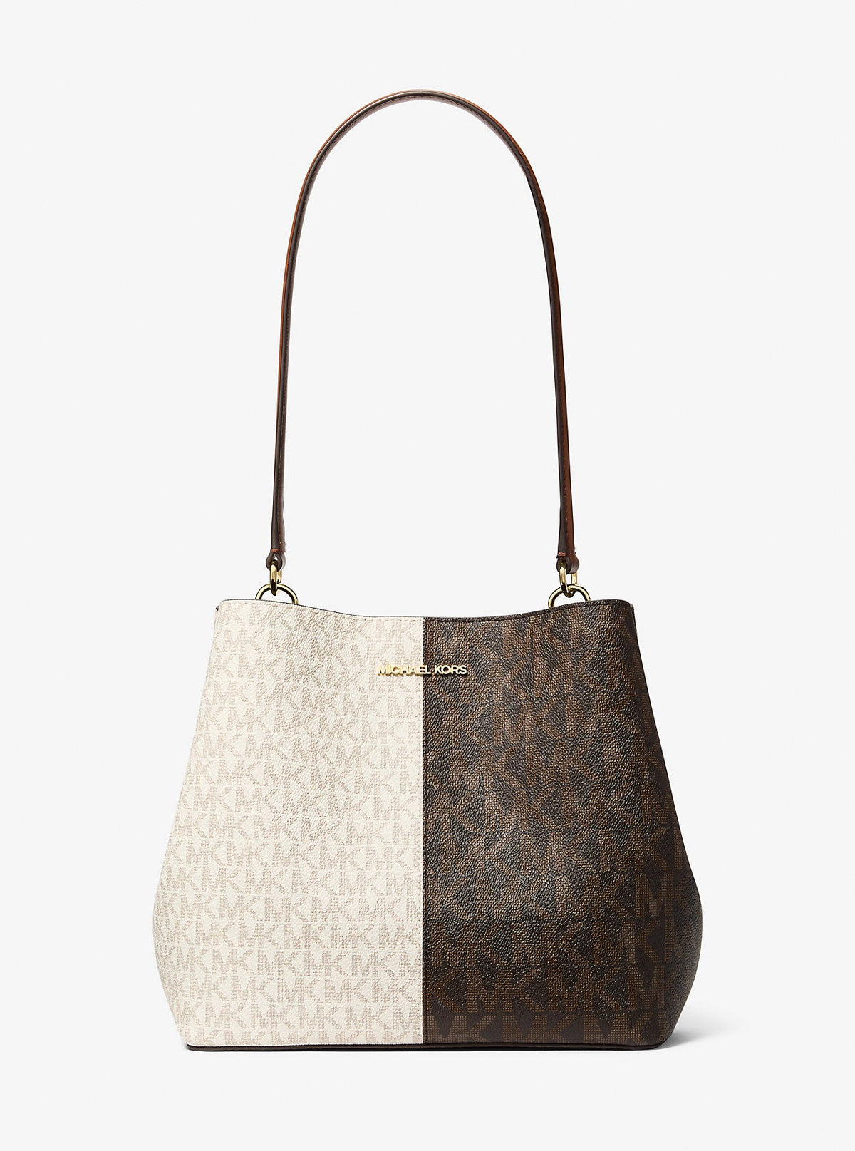 Pratt Medium Two-Tone Signature Logo Shoulder Bag
