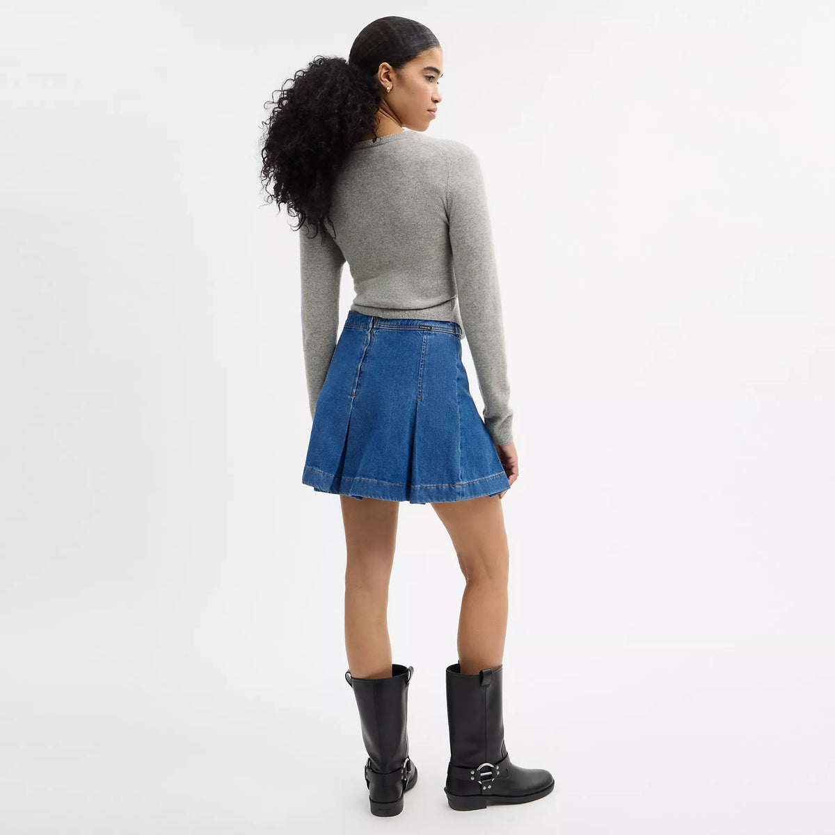 Coach Outlet Denim Pleated Skirt