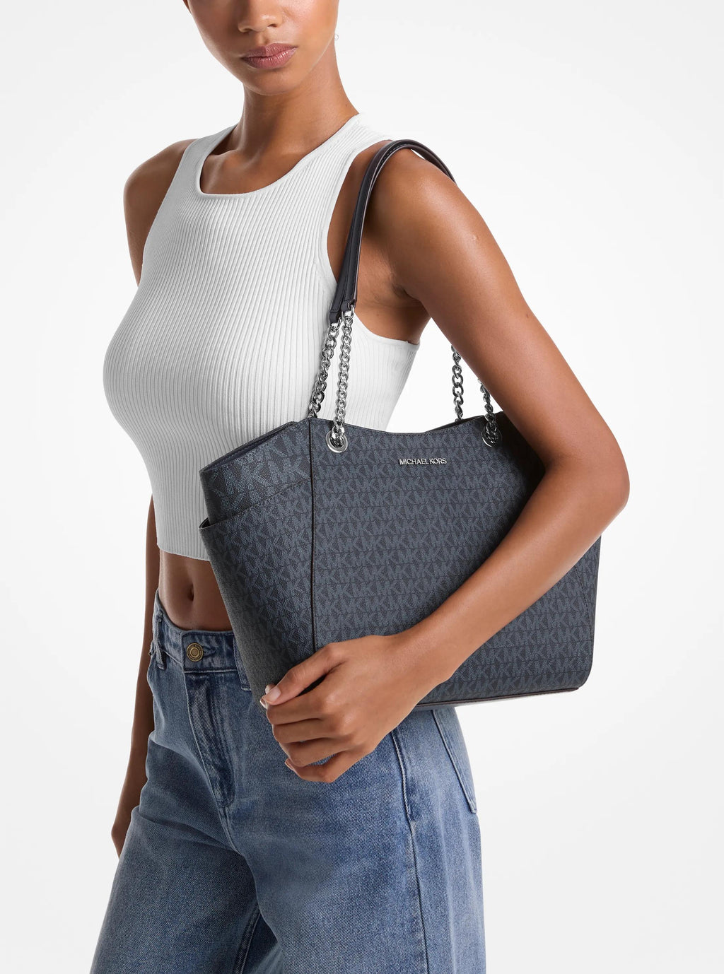 Jet Set Large Signature Logo Shoulder Bag