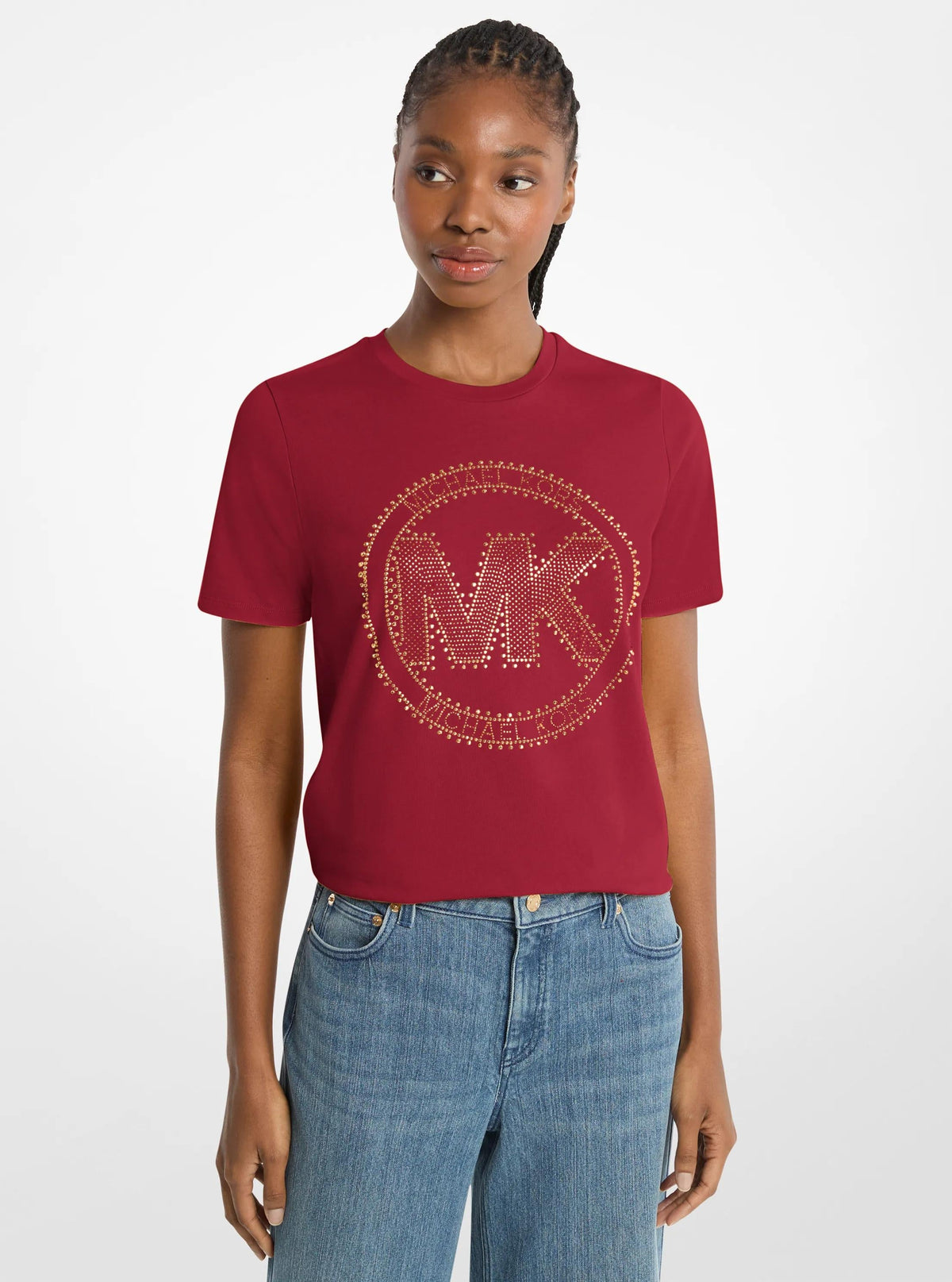 Studded Logo Charm Organic Cotton Jersey T-Shirt