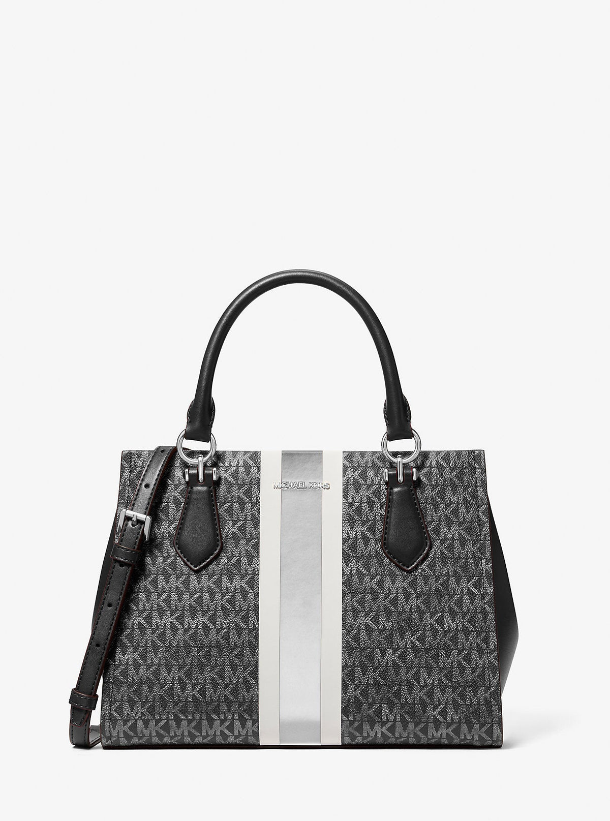 Marilyn Medium Signature Logo Stripe Satchel