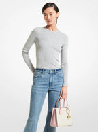 Michael Kors Outlet Mercer Medium Logo and Leather Accordion Crossbody Bag