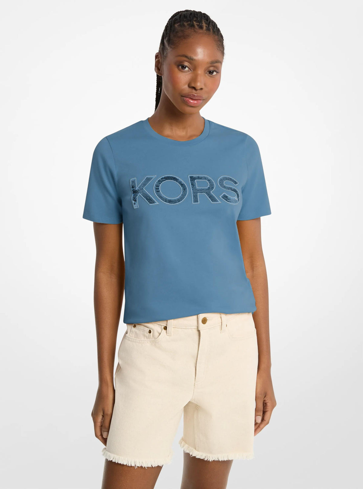 Sequined Logo Cotton T-Shirt