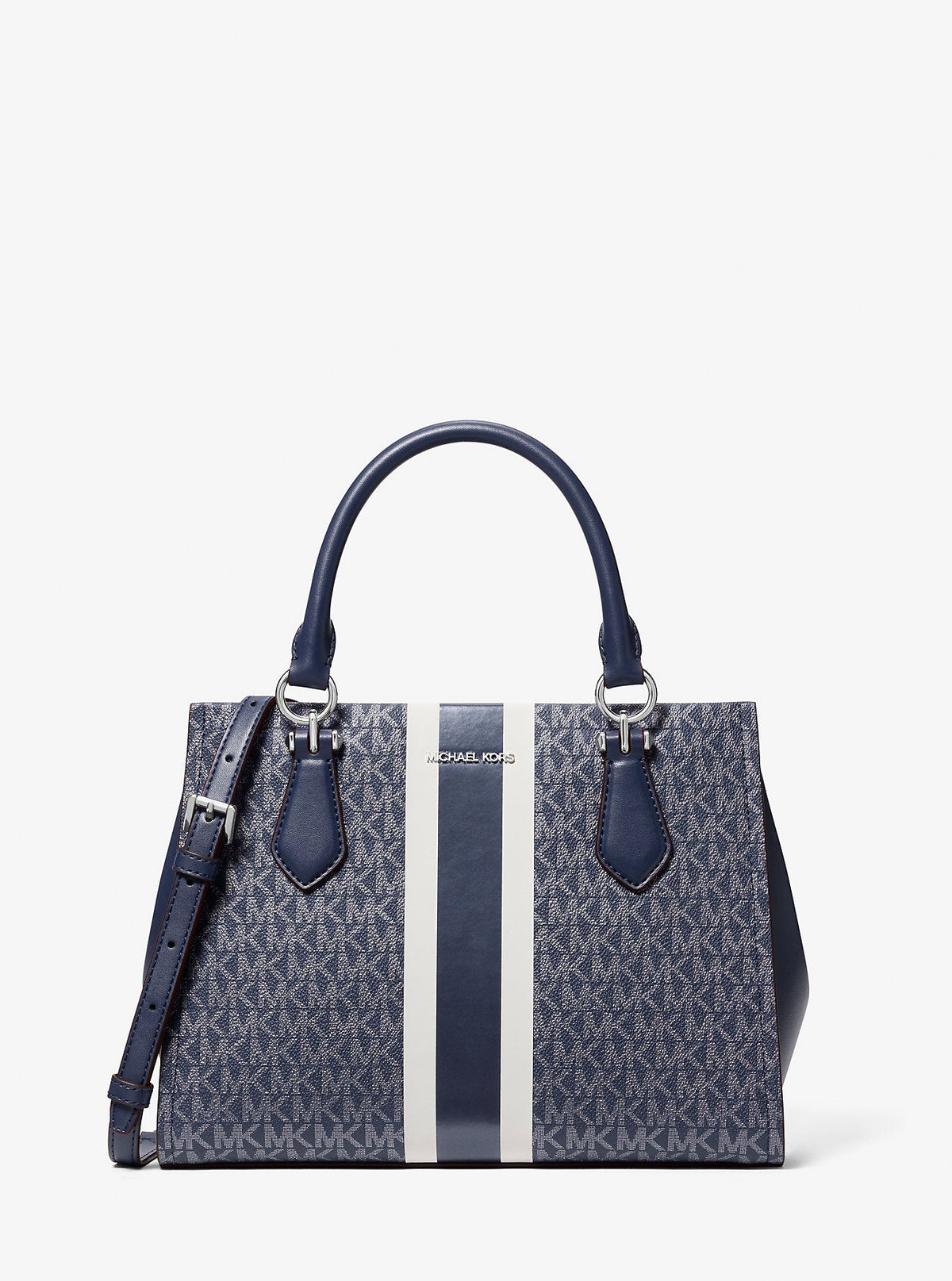 Marilyn Medium Signature Logo Stripe Satchel