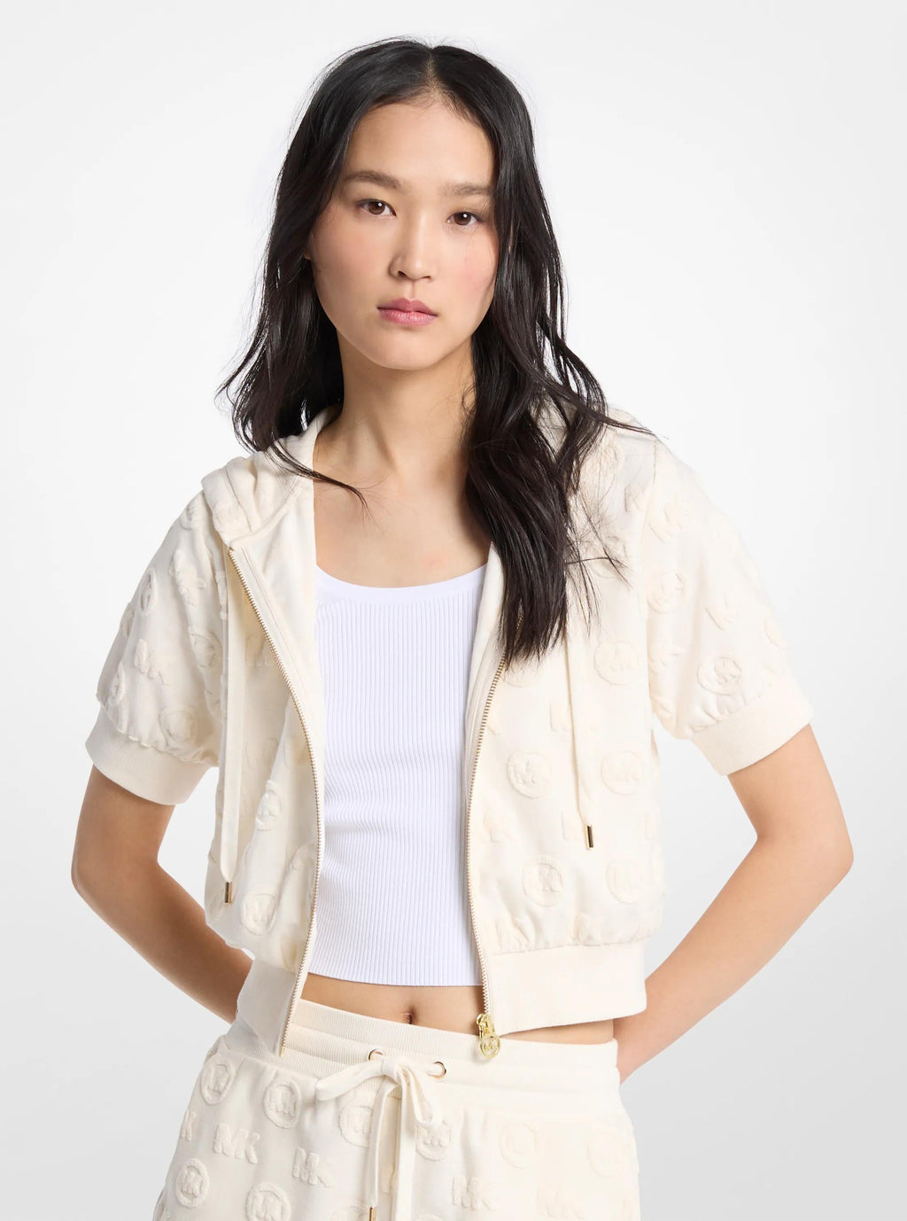 Logo Jacquard Terry Short-Sleeve Jacket
