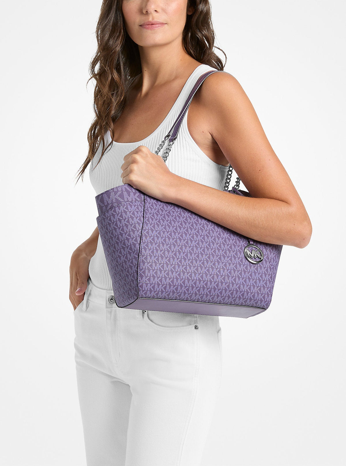 Jet Set Large Signature Logo Shoulder Bag