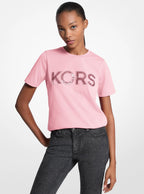 Sequined Logo Cotton T-Shirt