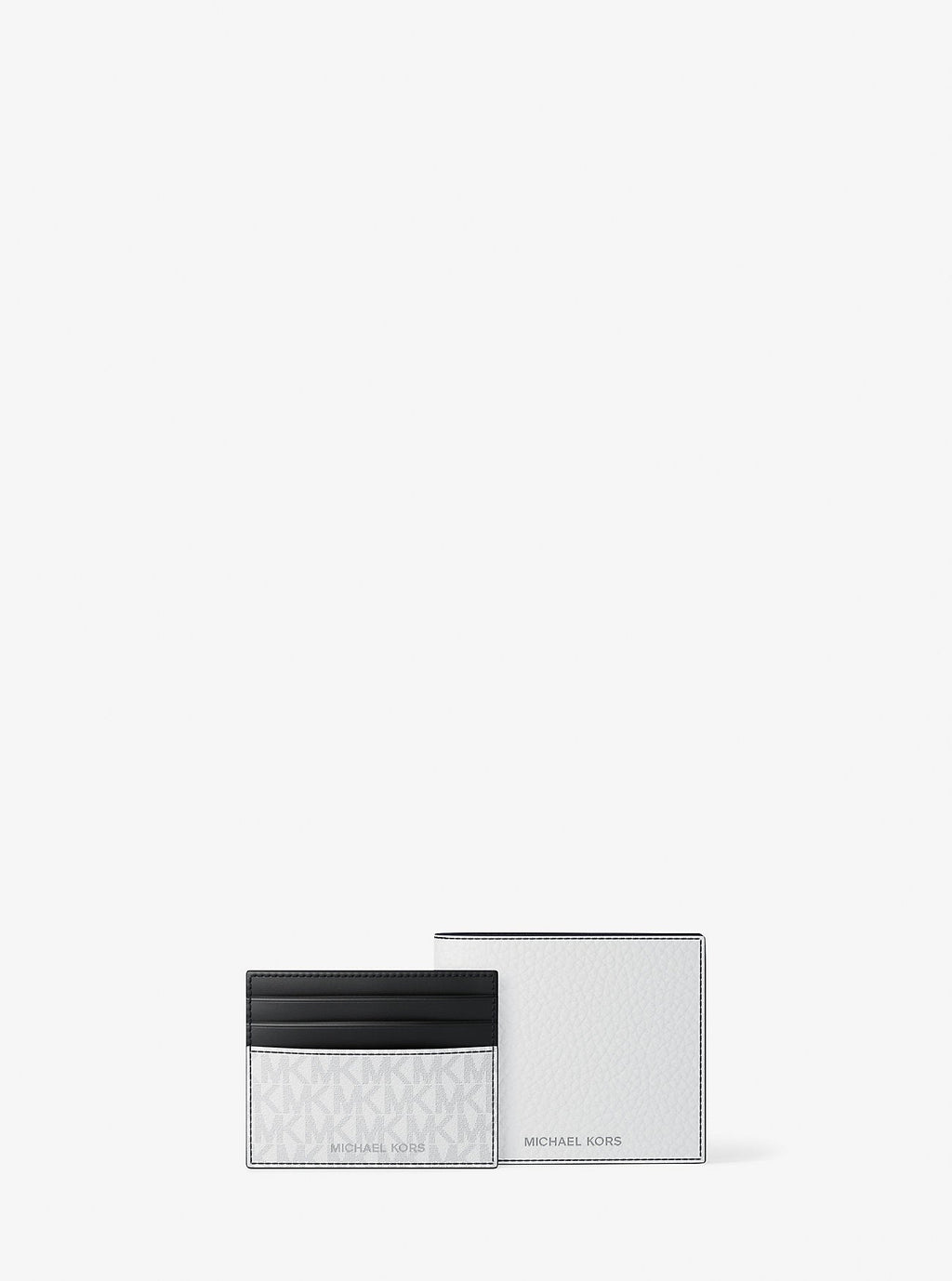 Pebbled Leather Billfold Wallet and Signature Logo Card Case Gift Set