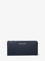 Jet Set Travel Large Saffiano Leather Quarter-Zip Wallet