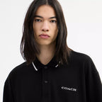 Coach Outlet Signature Trim Long Sleeve Polo In Regenerative Cotton