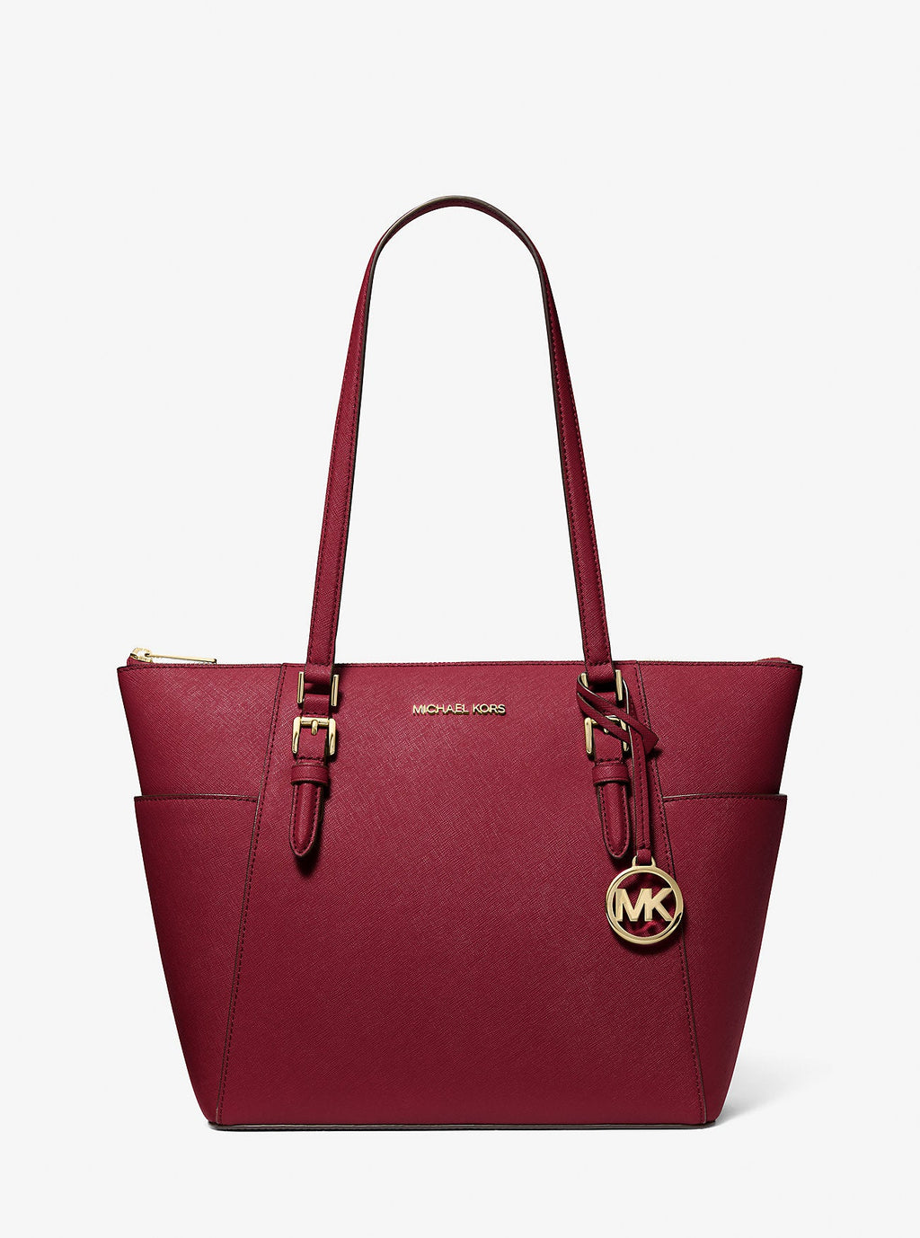 Michael Kors Outlet Charlotte Large Saffiano Leather Top-Zip Tote Bag