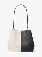 Pratt Medium Two-Tone Signature Logo Shoulder Bag