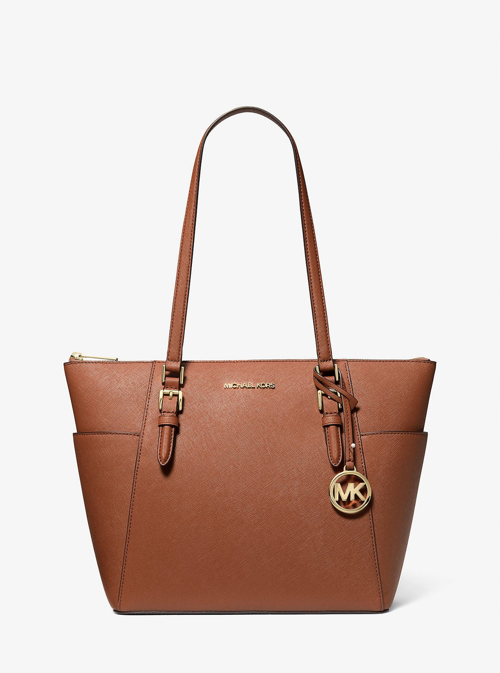 Michael Kors Outlet Charlotte Large Saffiano Leather Top-Zip Tote Bag