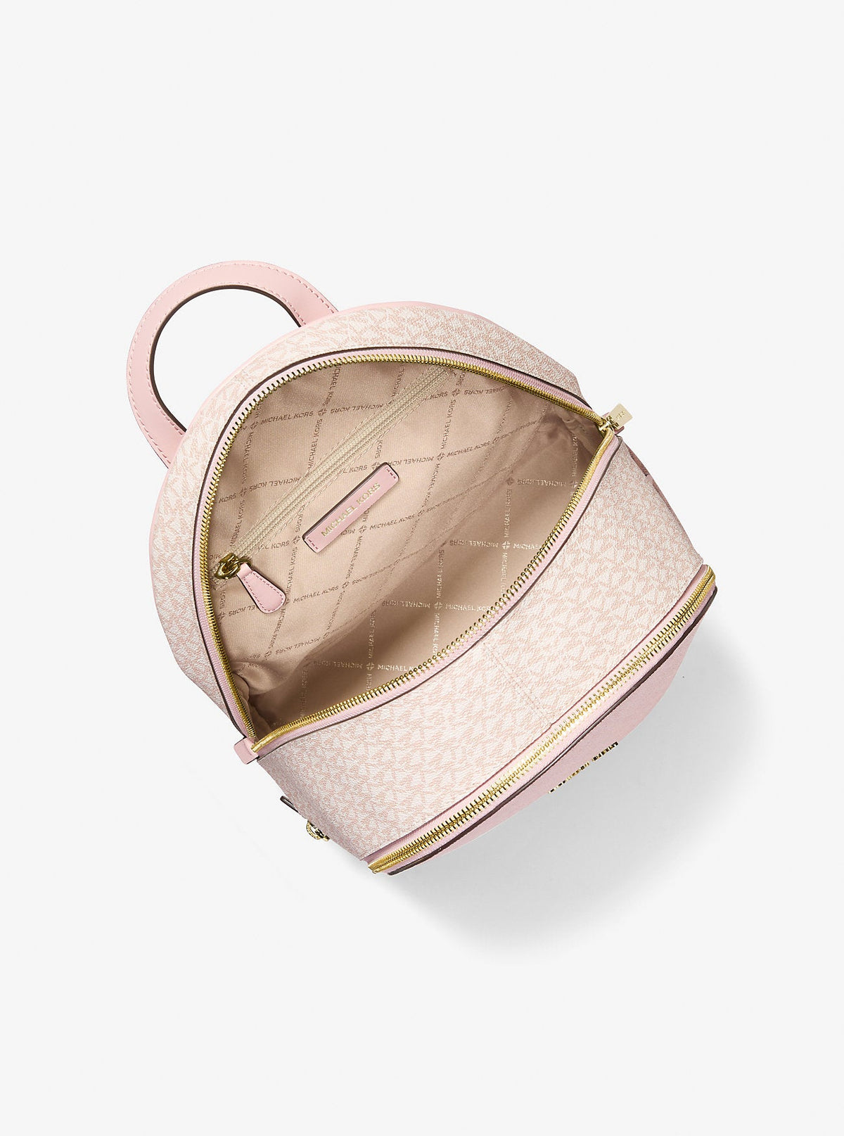 Rhea Medium Metallic Signature Logo Backpack