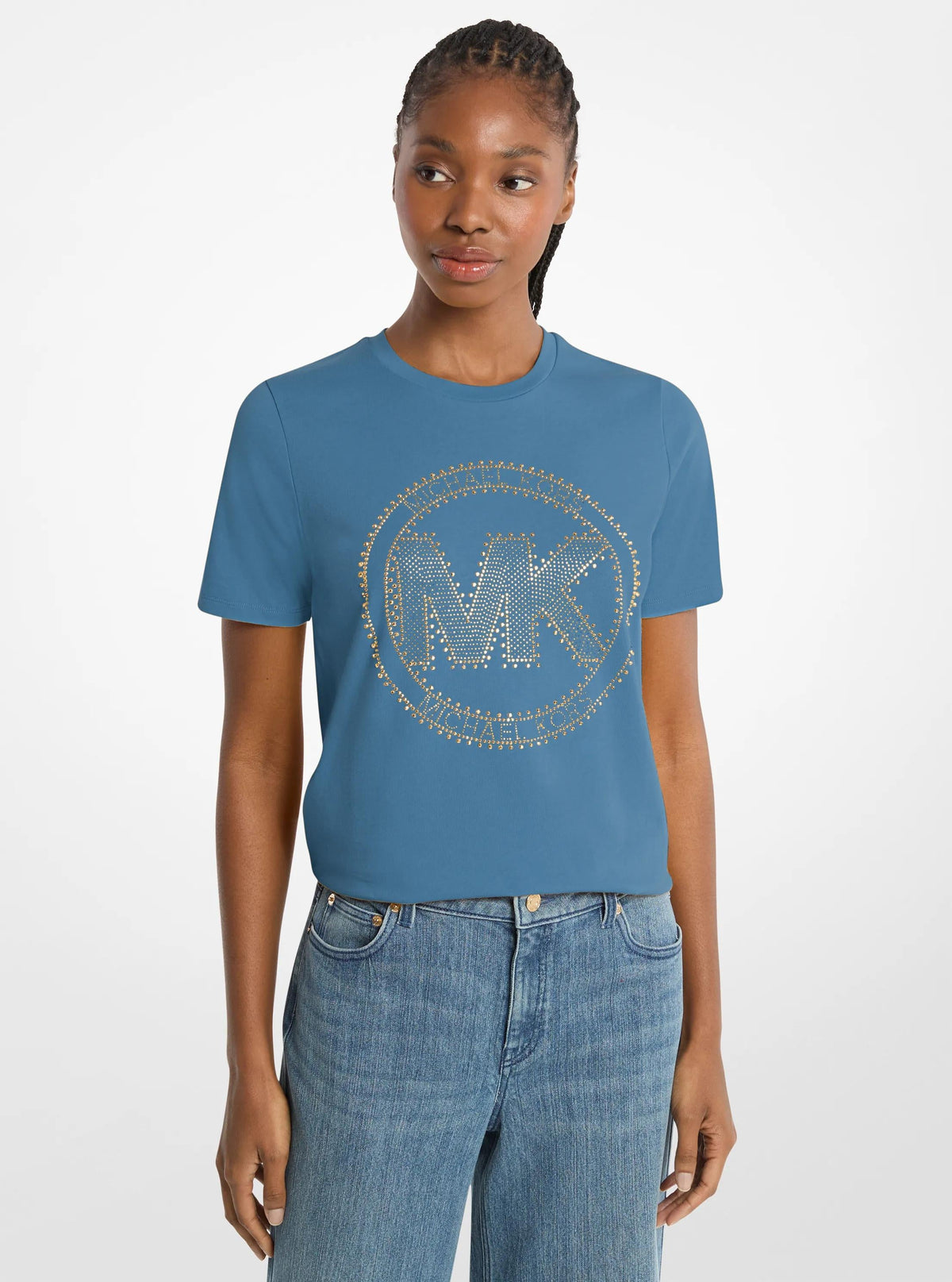 Studded Logo Charm Organic Cotton Jersey T-Shirt