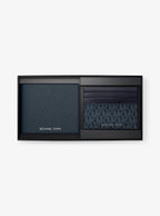 Pebbled Leather Billfold Wallet and Signature Logo Card Case Gift Set