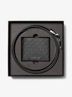 Signature Logo Wallet and Reversible Belt Gift Set