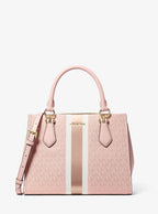 Michael Kors Outlet Marilyn Medium Signature Logo Stripe Satchel