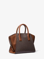 Avril Small Logo and Leather Satchel