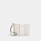 Coach Outlet Corner Zip Wristlet In Signature Canvas With Stripe