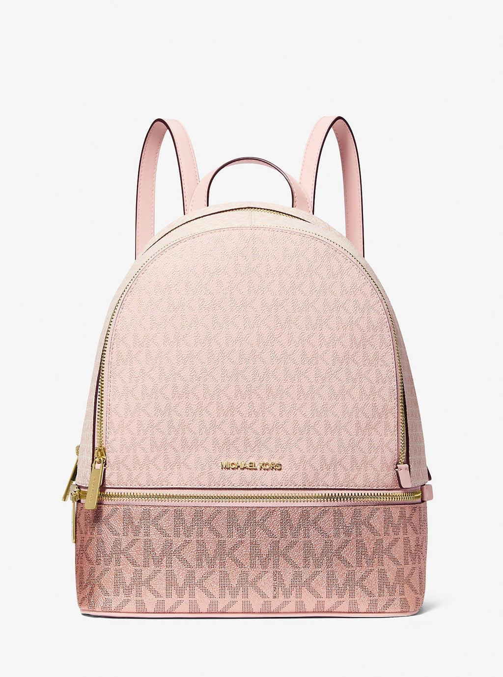 Rhea Medium Metallic Signature Logo Backpack