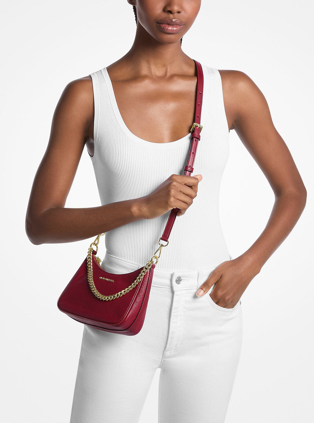 Jet Set Travel Pebbled Leather Convertible Crossbody Bag