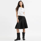 Coach Outlet Pleated Leather Midi Skirt