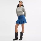 Coach Outlet Denim Pleated Skirt