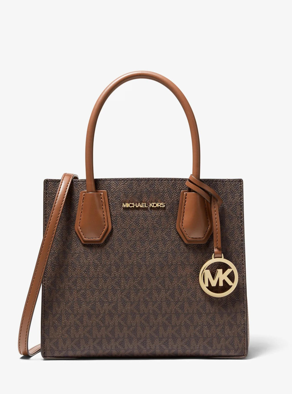 Michael Kors Outlet Mercer Medium Logo and Leather Accordion Crossbody Bag