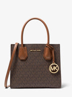 Michael Kors Outlet Mercer Medium Logo and Leather Accordion Crossbody Bag