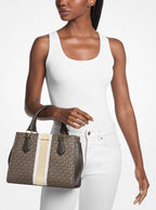 Michael Kors Outlet Marilyn Medium Signature Logo Stripe Satchel
