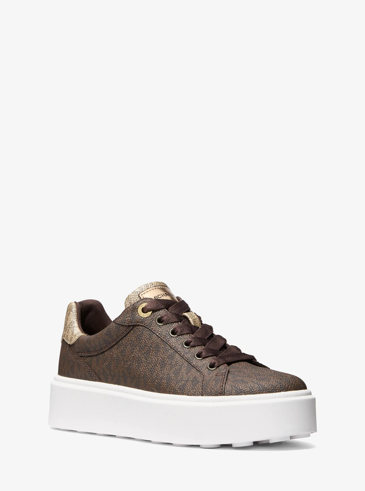 Michael Kors Outlet Romey Metallic Two-Tone Signature Logo Platform Sneaker