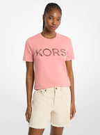 Sequined Logo Cotton T-Shirt